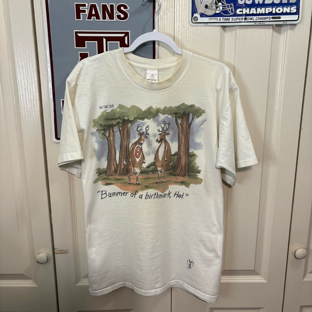 Vintage The Far Side Graphic T-Shirt with Deer Print